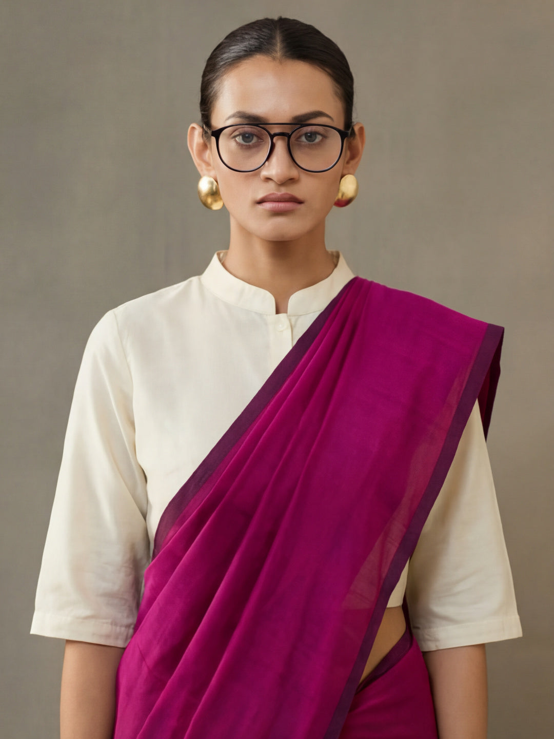 Solid Pure Cotton Saree with Unstiched Blouse