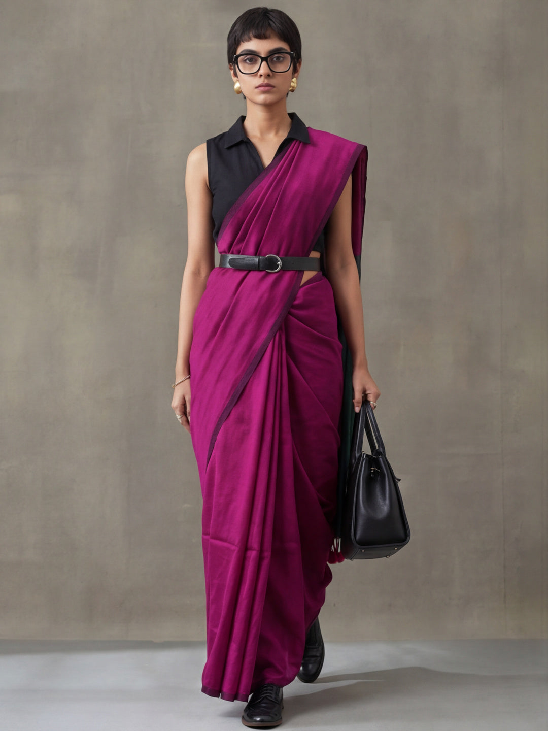 Solid Pure Cotton Saree with Unstiched Blouse