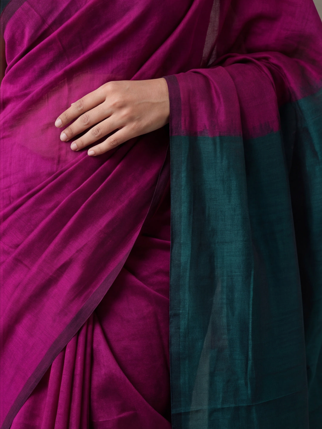 Solid Pure Cotton Saree with Unstiched Blouse