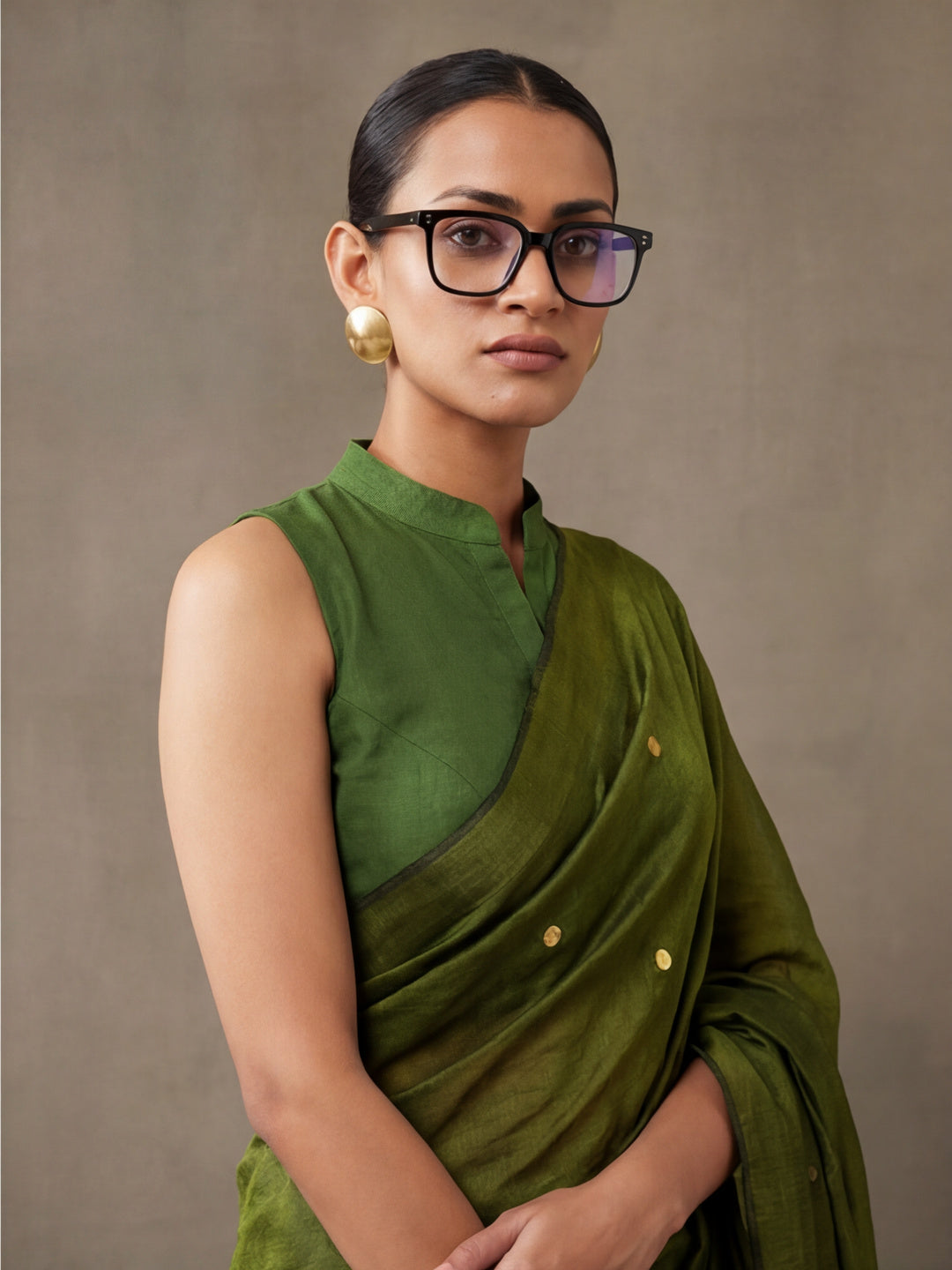 Solid Pure Cotton Saree with Unstiched Blouse