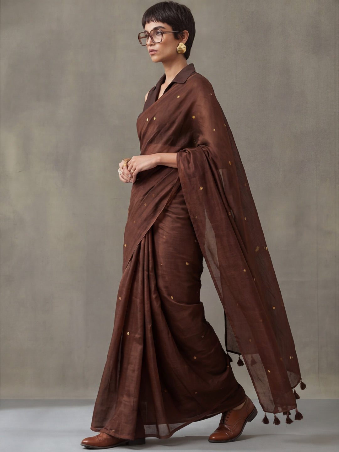 Solid Pure Cotton Saree with Unstiched Blouse