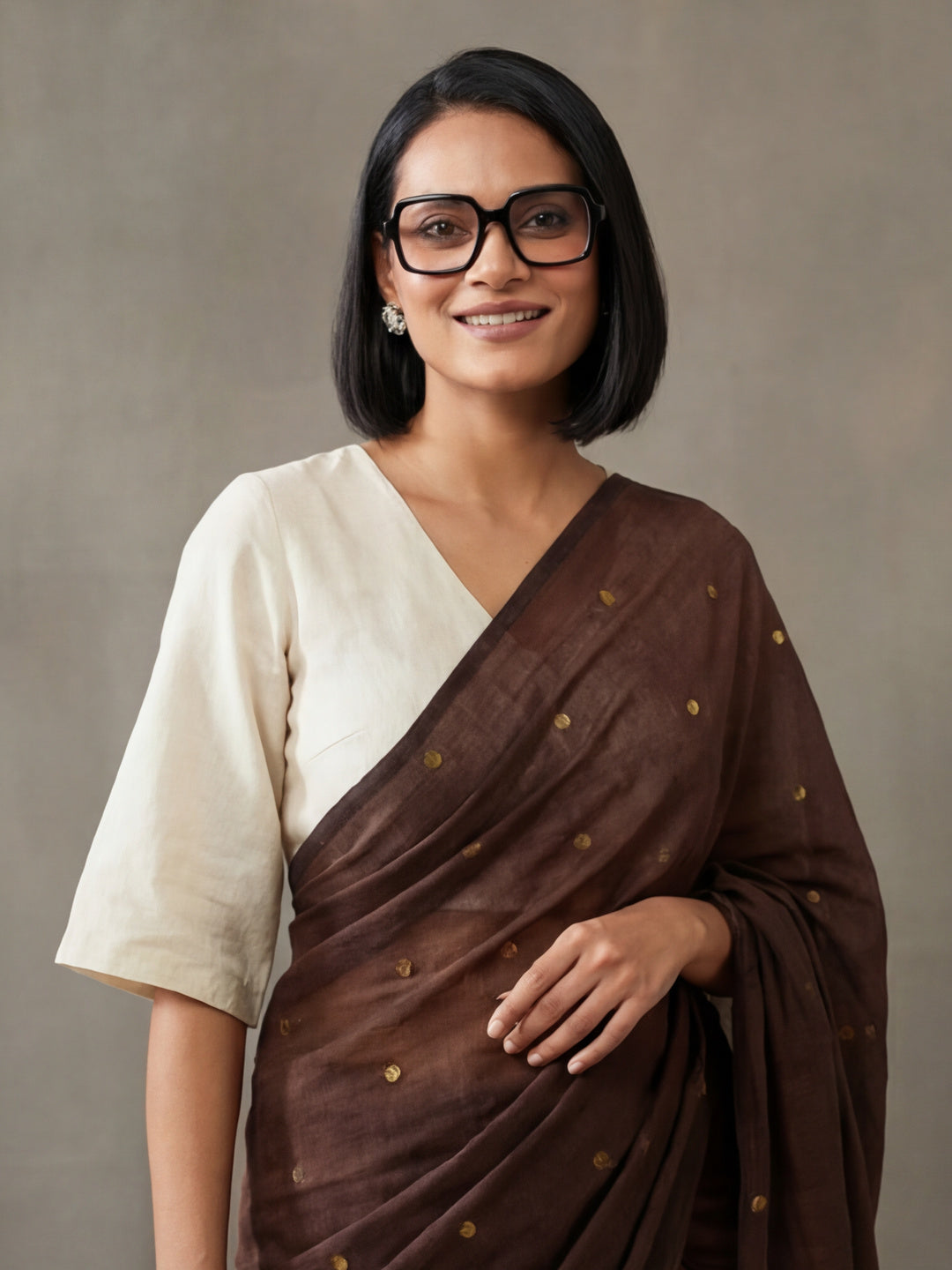 Solid Pure Cotton Saree with Unstiched Blouse