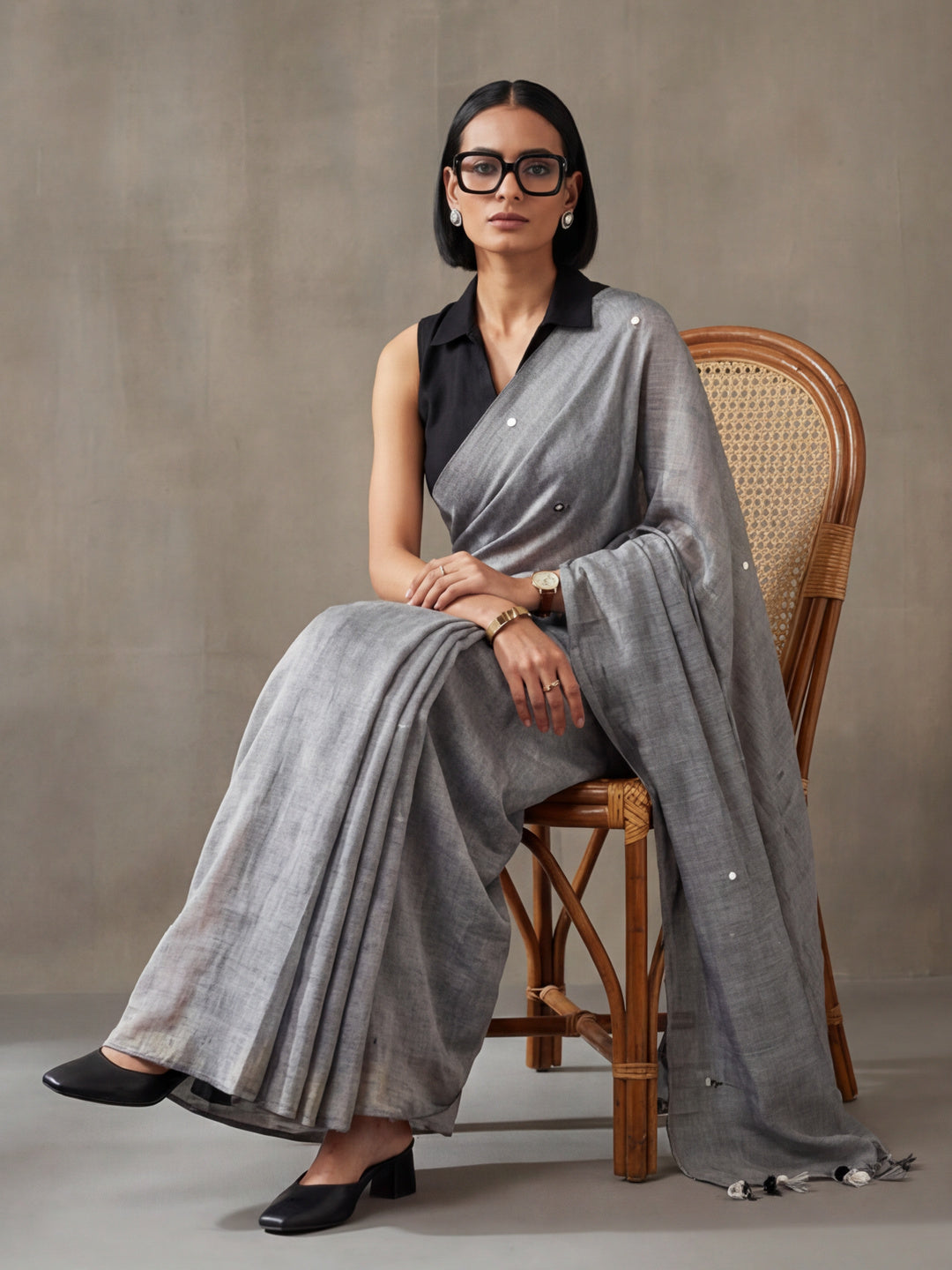 Solid Pure Cotton Saree with Unstiched Blouse