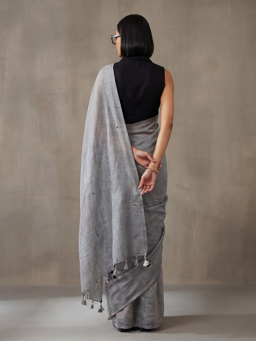 Solid Pure Cotton Saree with Unstiched Blouse