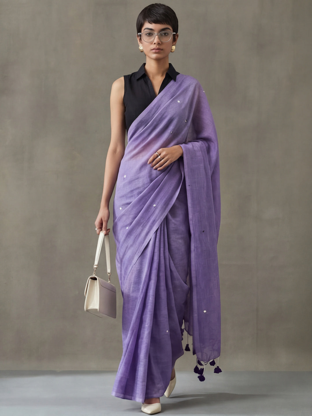 Solid Pure Cotton Saree with Unstiched Blouse