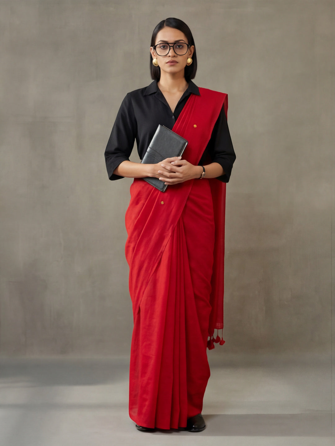 Solid Pure Cotton Saree with Unstiched Blouse