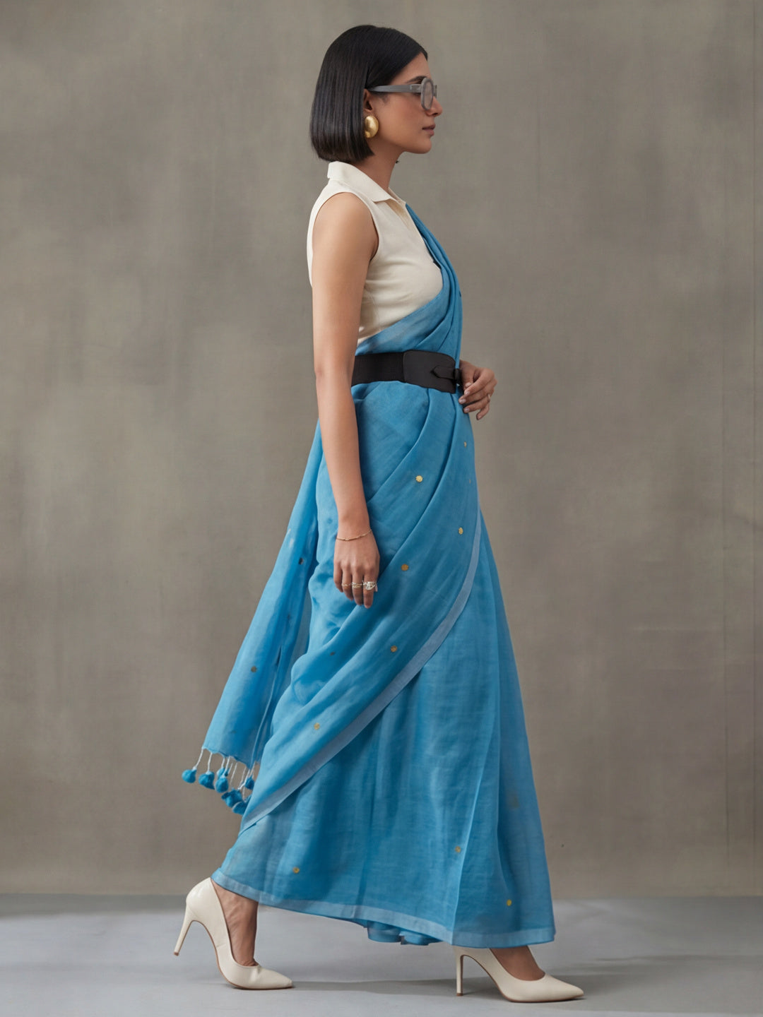 Solid Pure Cotton Saree with Unstiched Blouse
