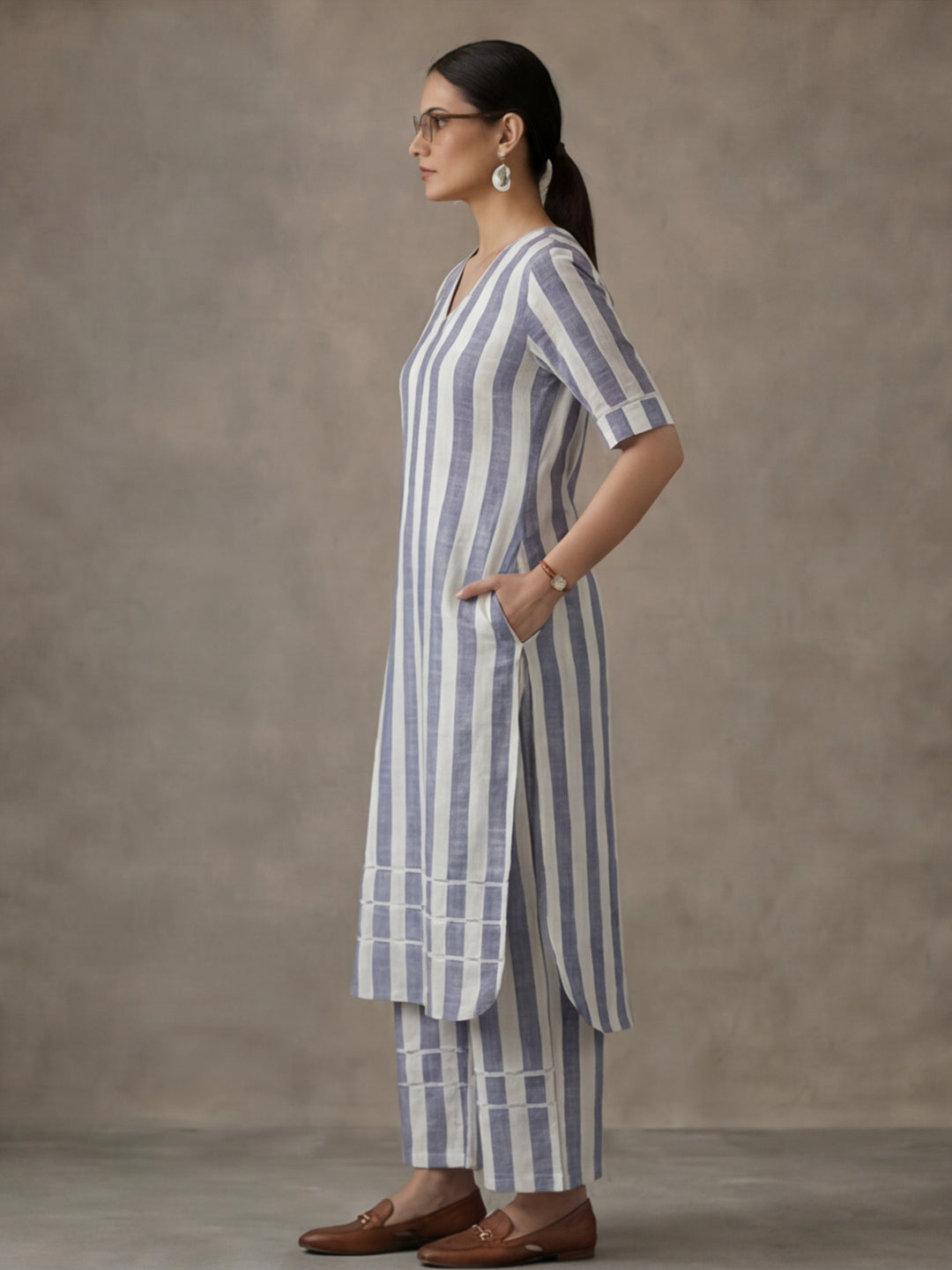 Striped Printed Straight Kurta & Palazzos Sets