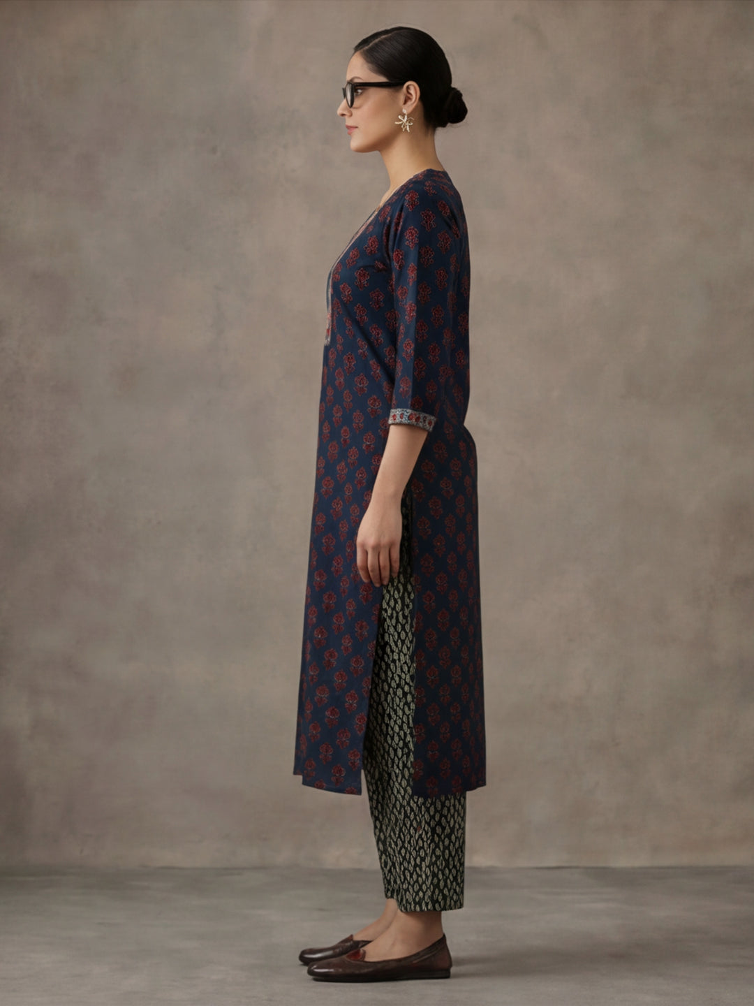Embroidered Pure Cotton Floral Kurta Sets With Dupatta