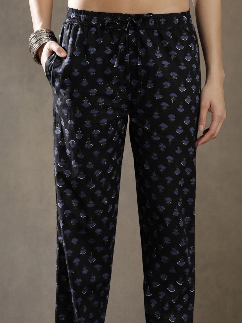 Floral Embroidered Straight Kurta & Trousers Sets