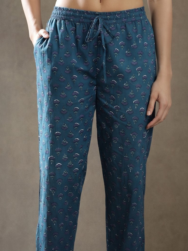 Floral Embroidered Straight Kurta & Trousers Sets