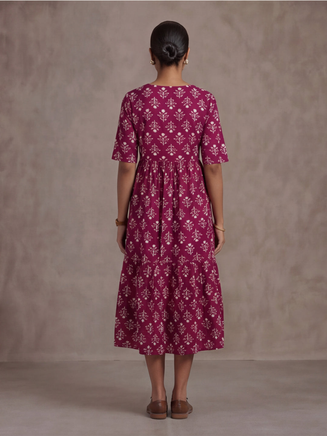 Floral Printed A-Line Tiered Ethnic Dress