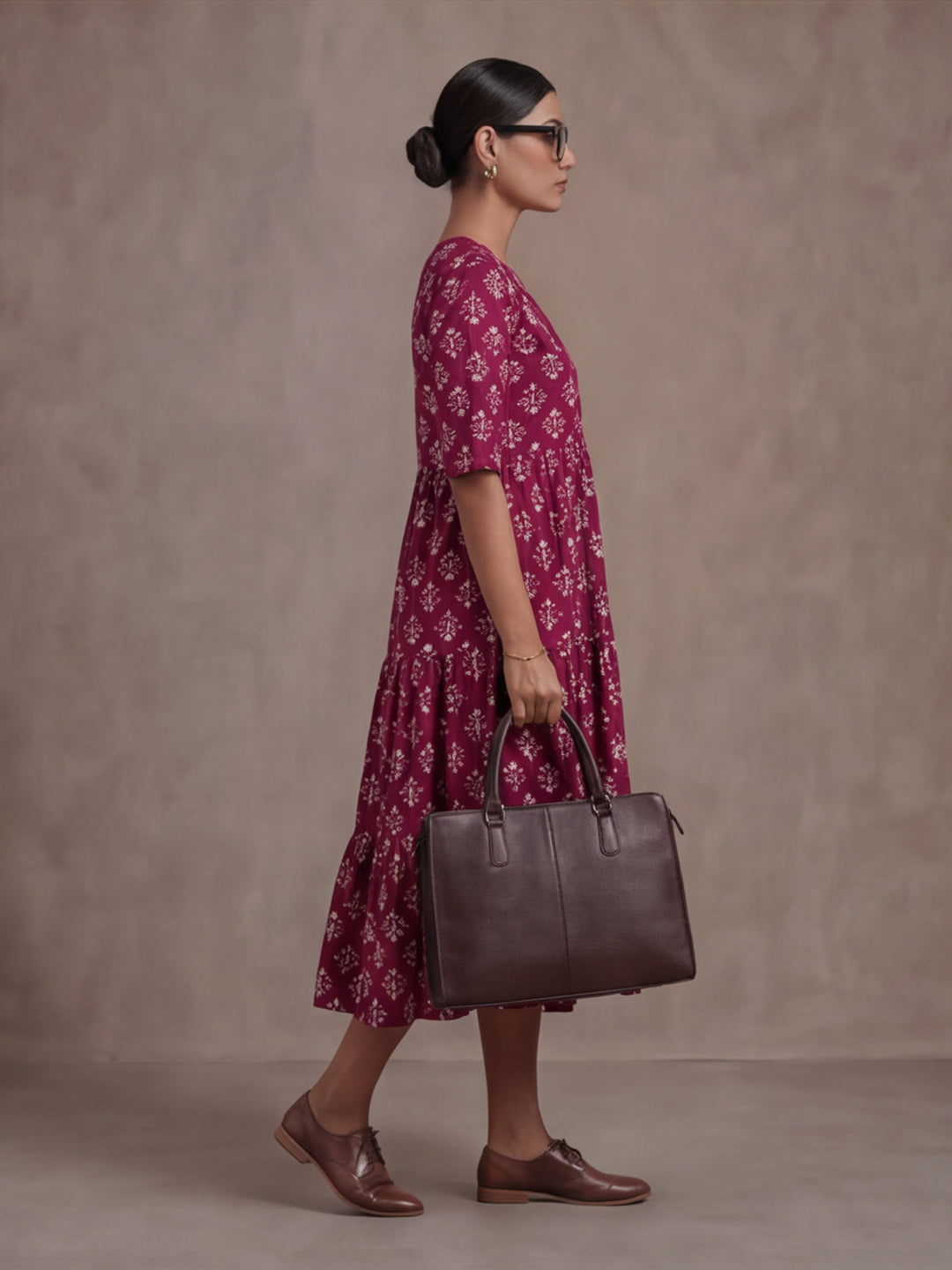 Floral Printed A-Line Tiered Ethnic Dress