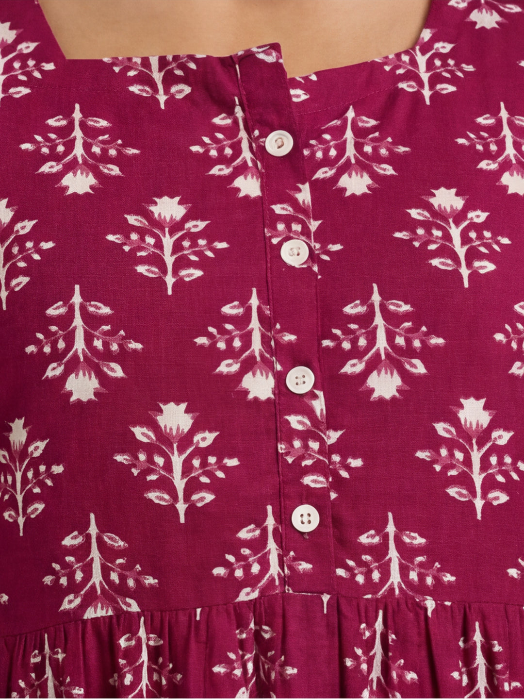 Floral Printed A-Line Tiered Ethnic Dress
