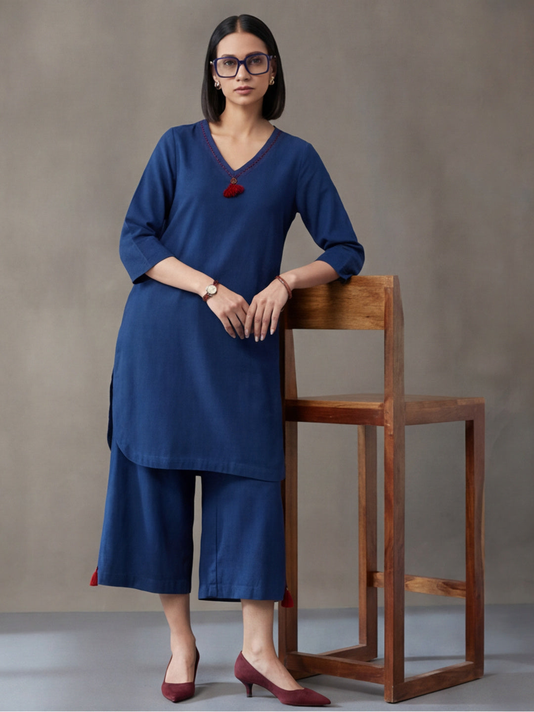 Pure cotton Solid kurta sets with palazzo