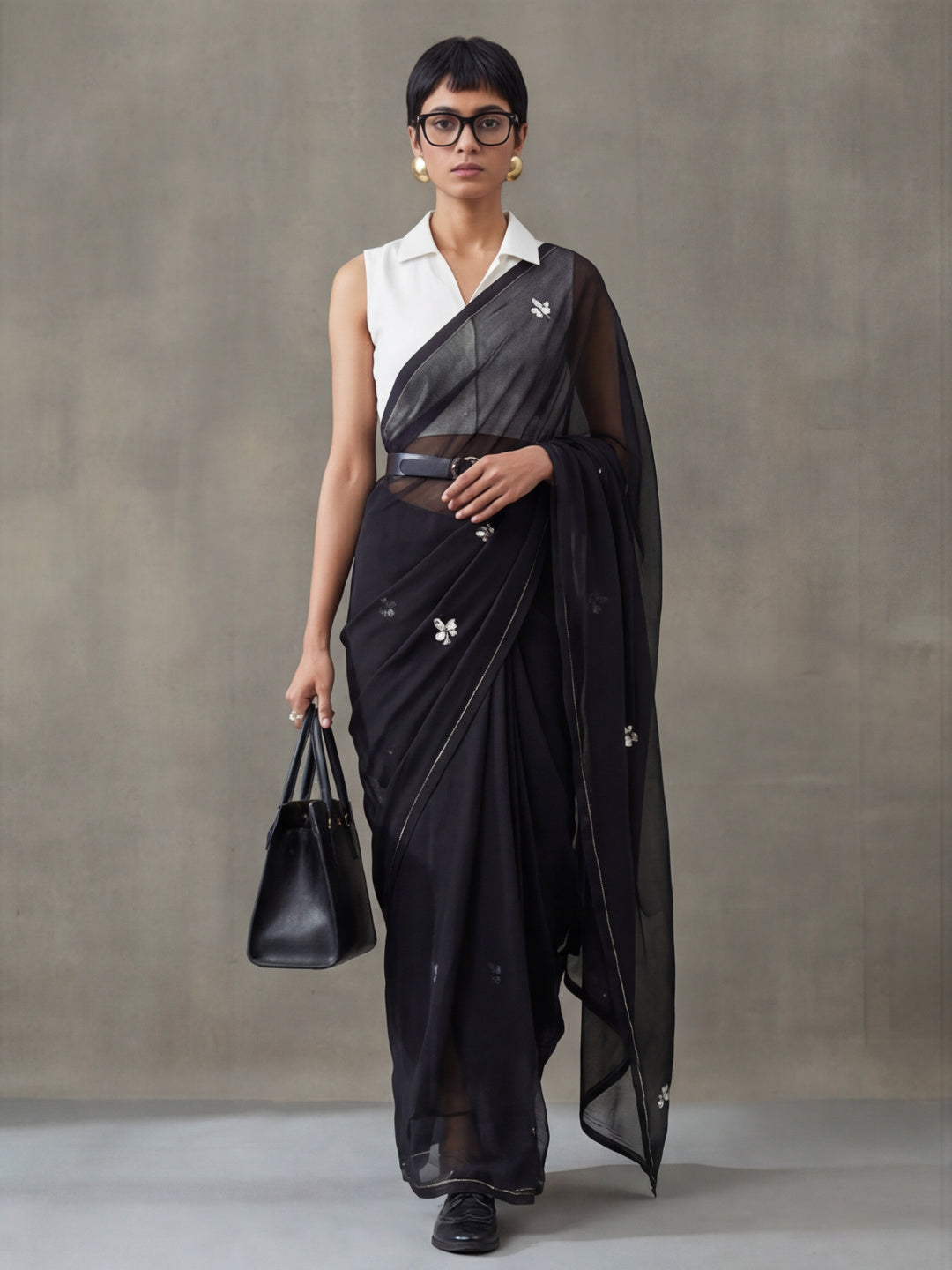 Floral Pure Georgette Saree with Unstiched Blouse