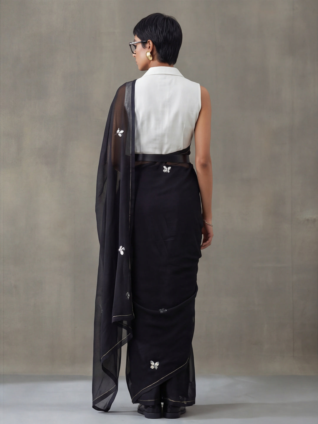 Floral Pure Georgette Saree with Unstiched Blouse