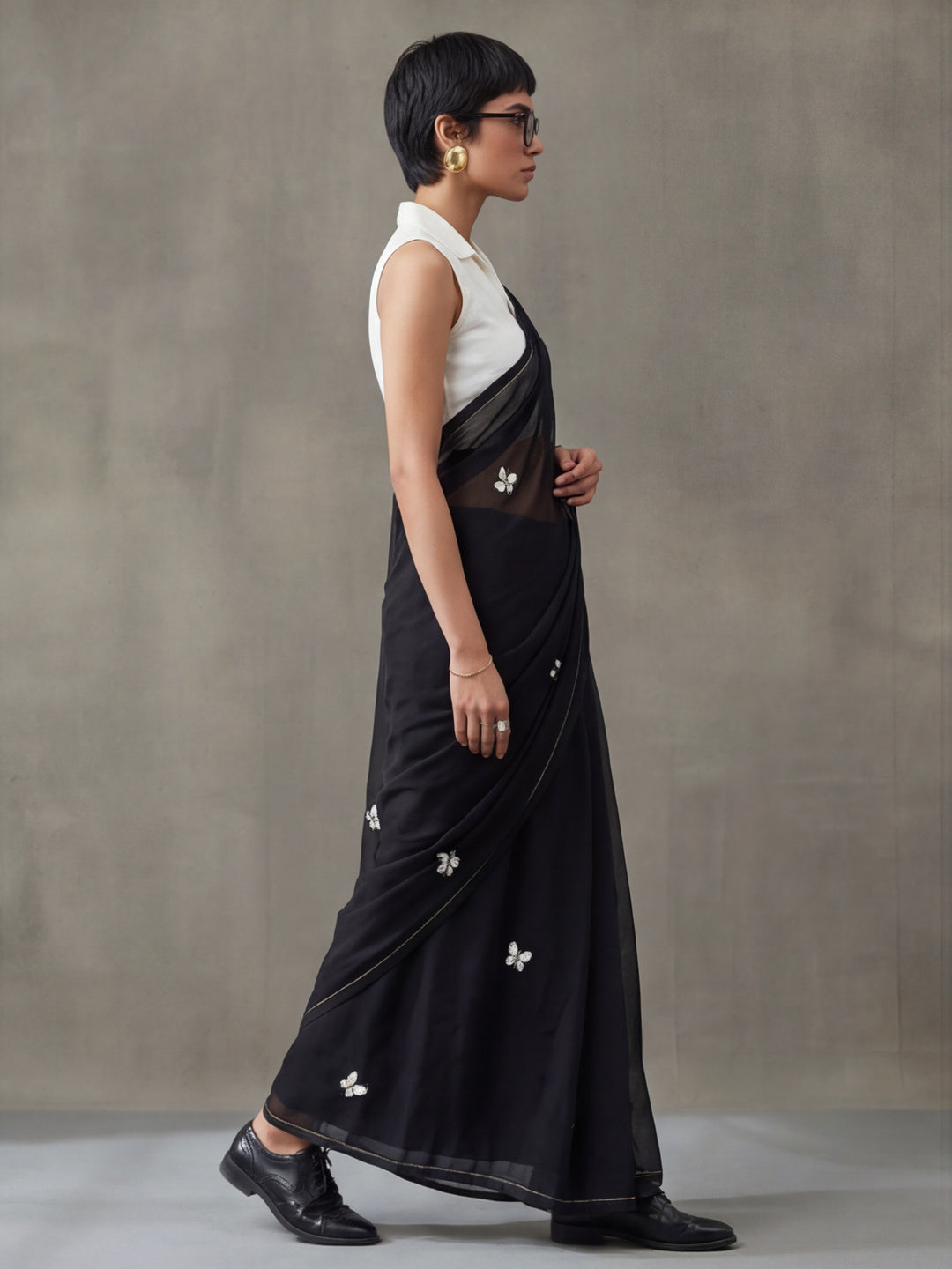 Floral Pure Georgette Saree with Unstiched Blouse