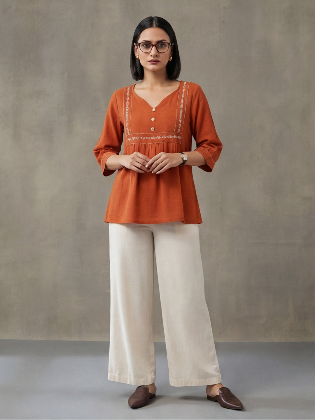 Printed Cotton Blend Sweetheart Neck Kurti
