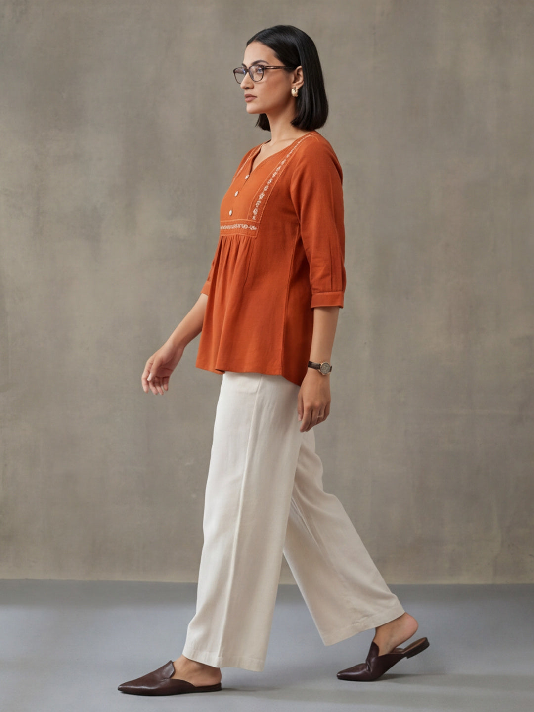 Printed Cotton Blend Sweetheart Neck Kurti