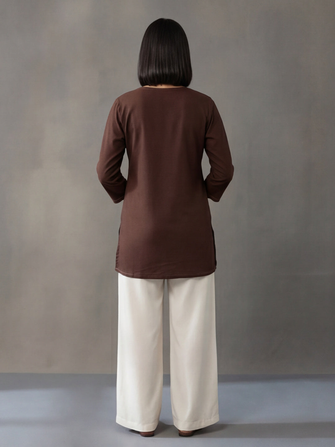 Printed Cotton Blend V-Neck Kurti