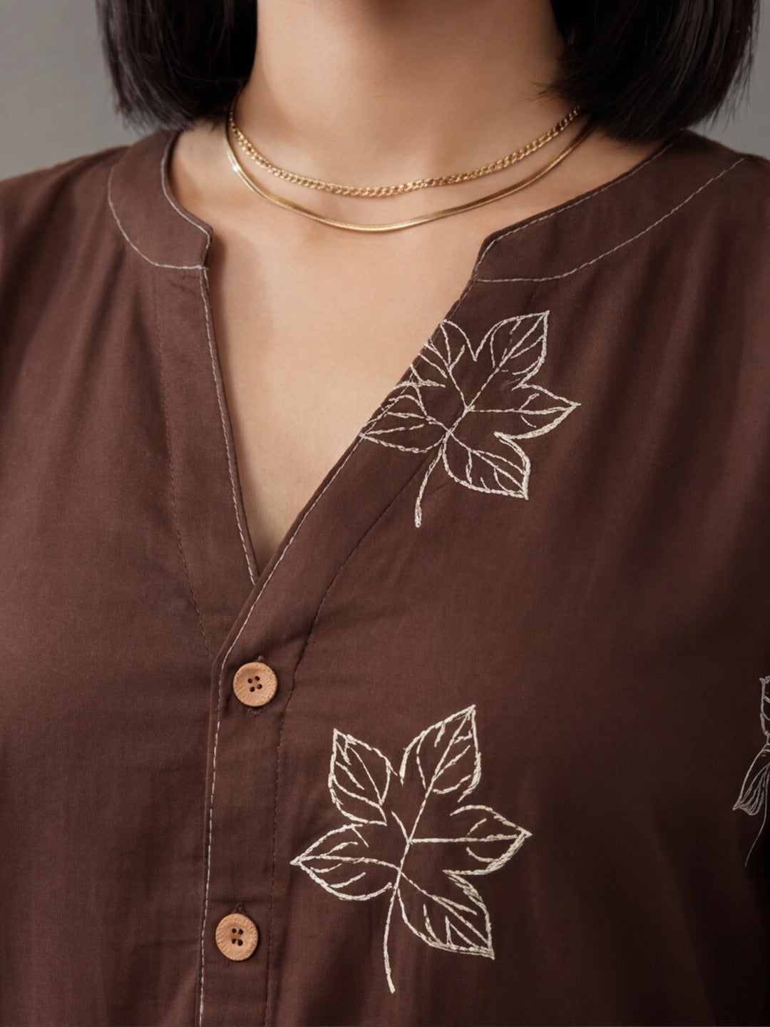 Printed Cotton Blend V-Neck Kurti