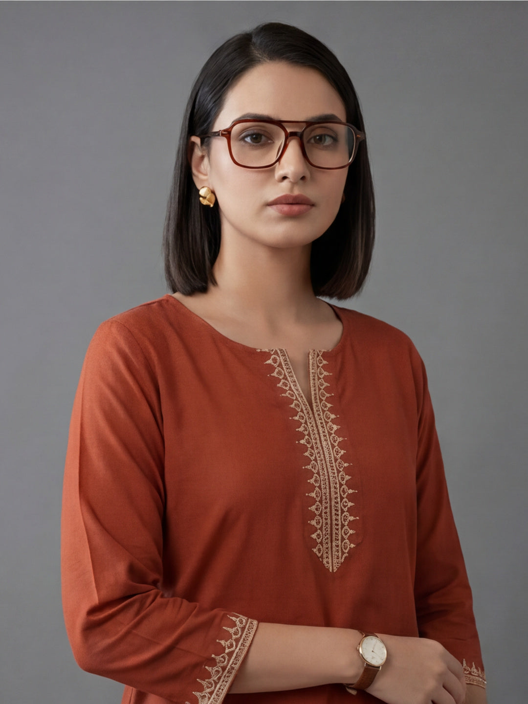 Printed Cotton Blend Round Neck Kurti