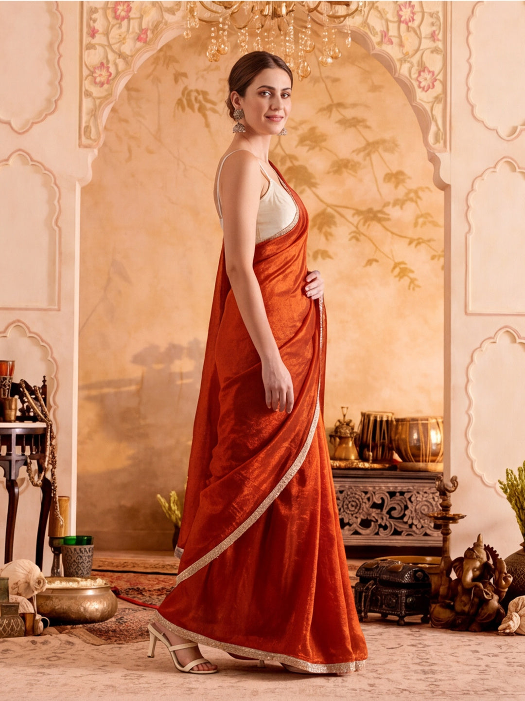 Designer Silk Saree With Fancy Lace Border With Unstitched Blouse Piece
