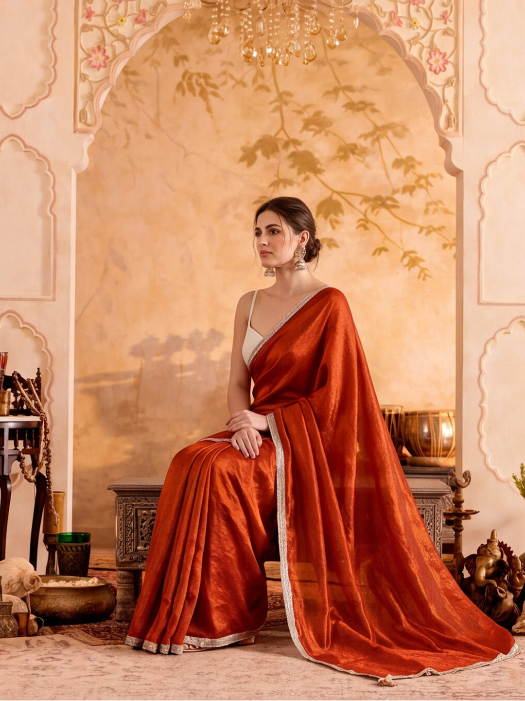 Designer Silk Saree With Fancy Lace Border With Unstitched Blouse Piece