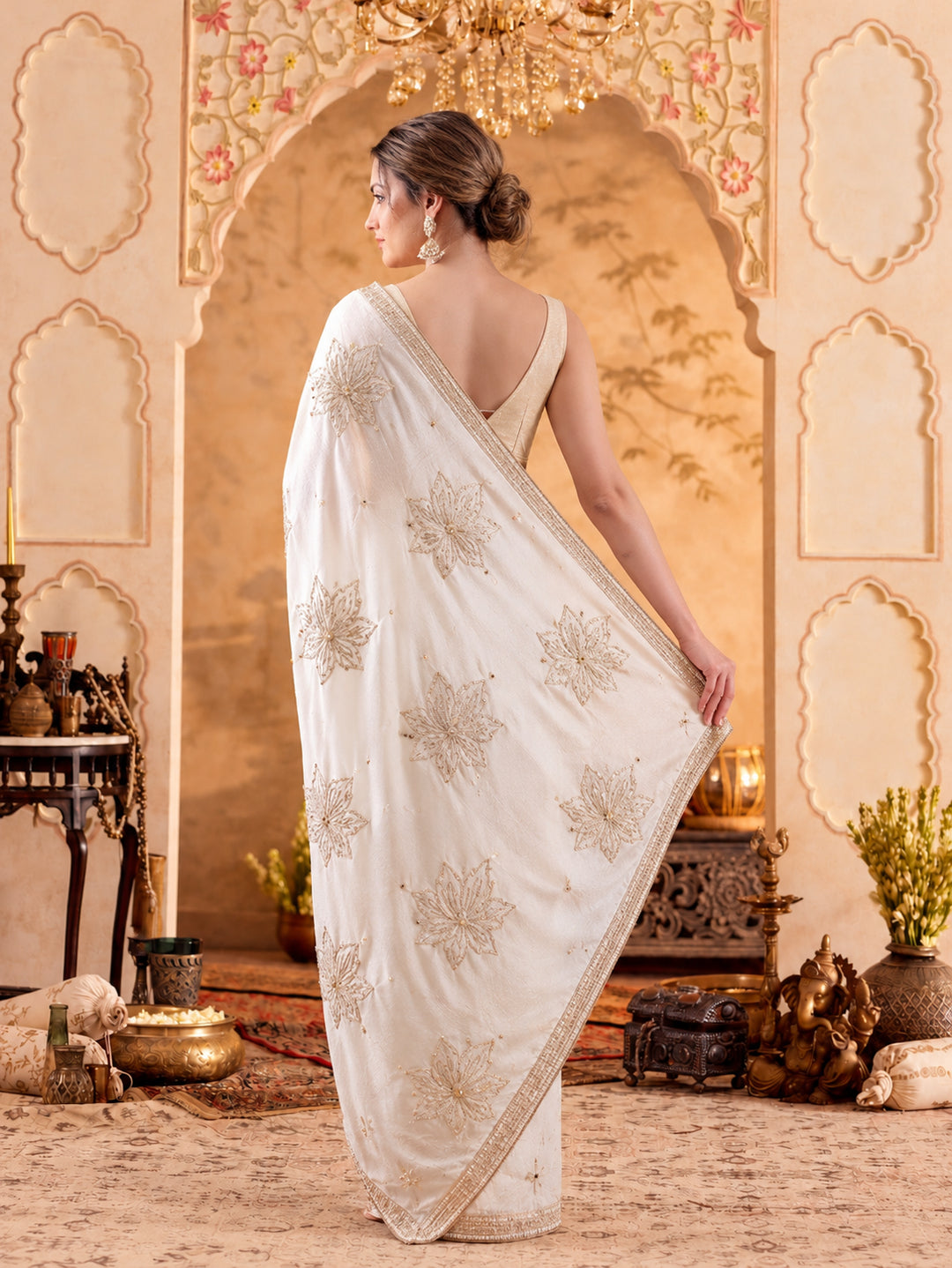 Embroidered Work Silk Saree With Unstitched Blouse Piece