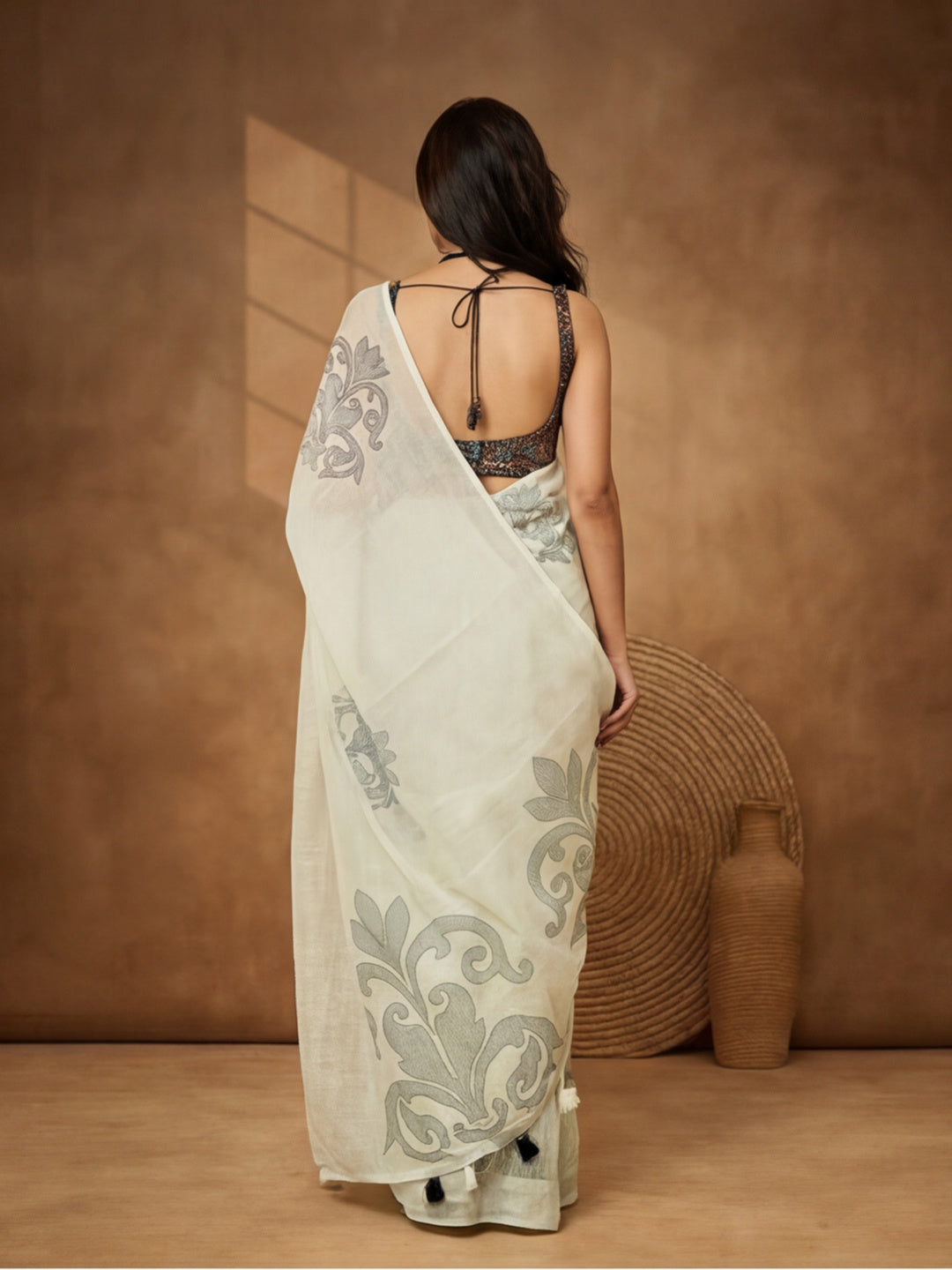 Floral Pure Cotton Saree with Unstiched Blouse