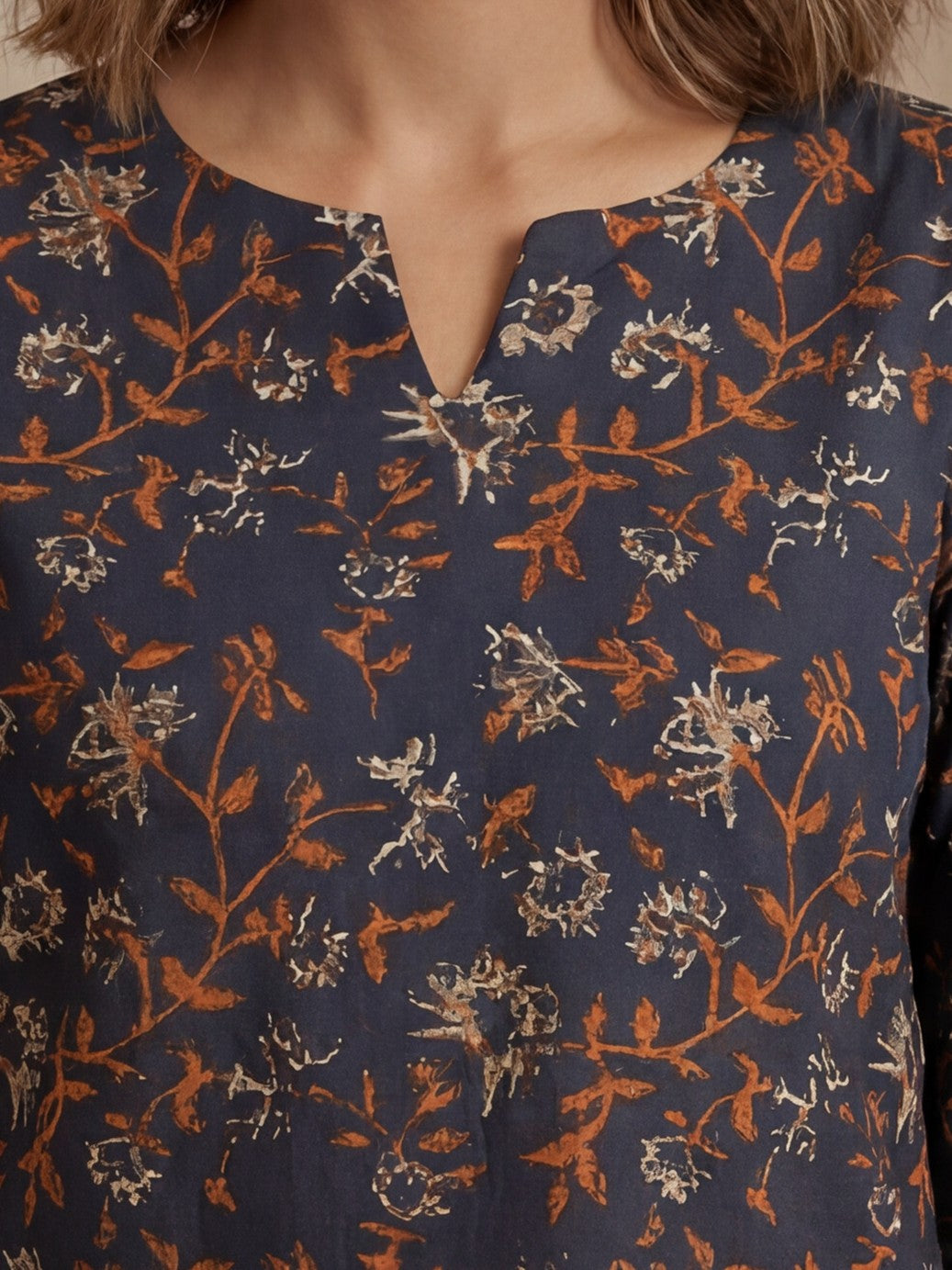 Printed Cotton Round Neck Kurti
