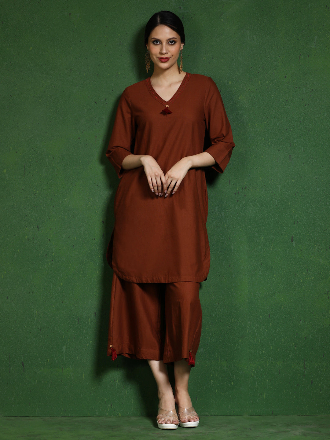 Pure cotton Solid kurta sets with palazzo