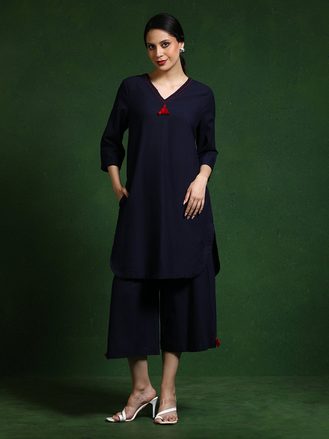 Pure cotton Solid kurta sets with palazzo