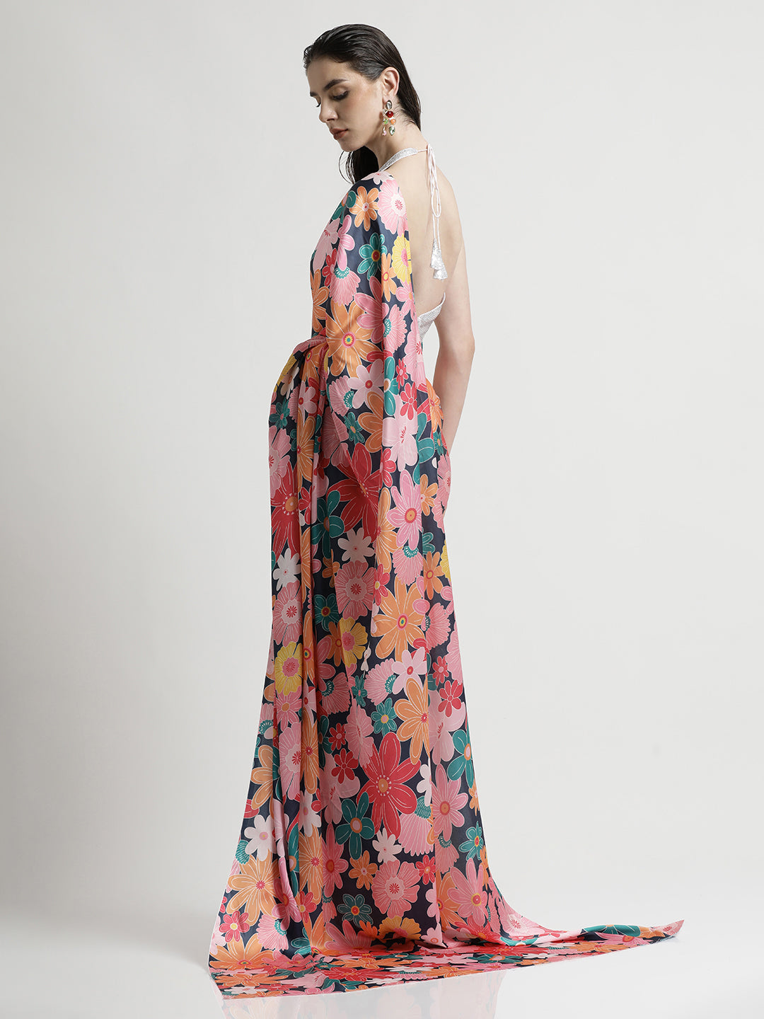 Floral Printed Japan Silk Saree