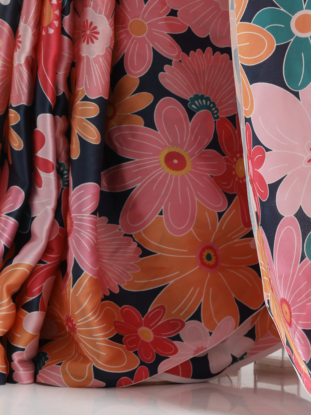 Floral Printed Japan Silk Saree