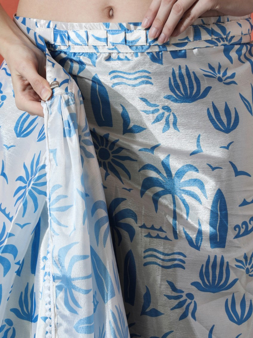 Trending Printed Chinon Ready To Wear Saree With Unstitched Blouse
