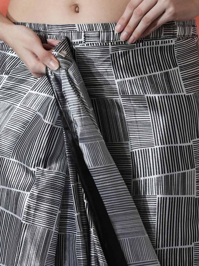 Trending Printed Chinon Ready To Wear Saree With Unstitched Blouse