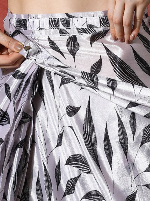 Trending Printed Chinon Ready To Wear Saree With Unstitched Blouse