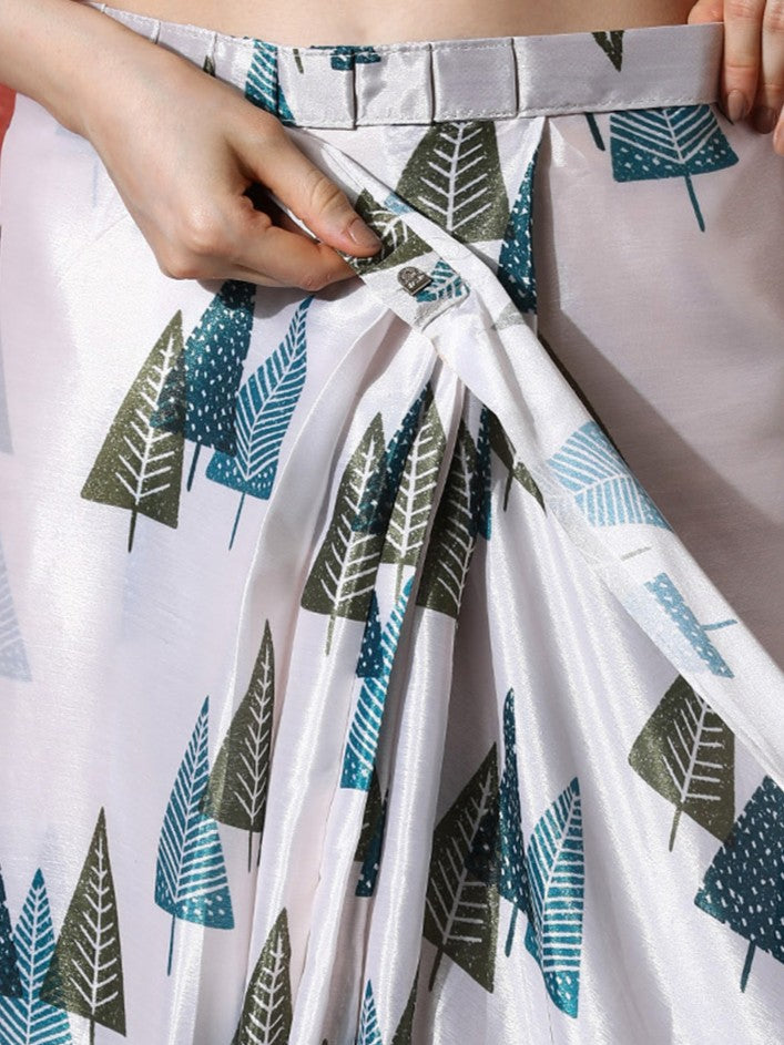 Trending Printed Chinon Ready To Wear Saree With Unstitched Blouse