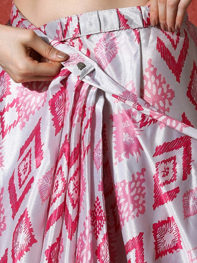 Trending Printed Chinon Ready To Wear Saree With Unstitched Blouse