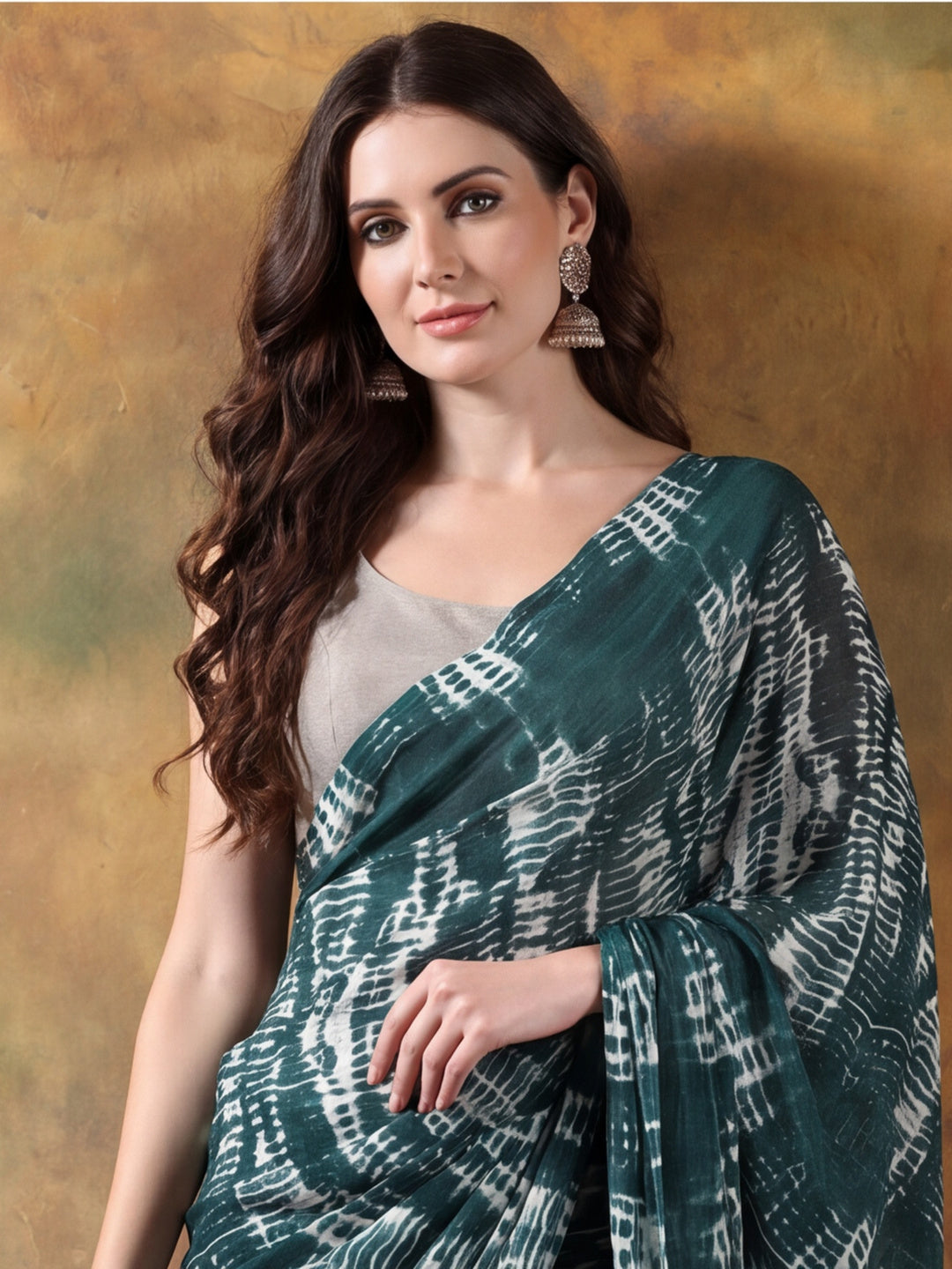 Tie & Die Printed Georgette Ready To Wear Saree With Unstitched Blouse