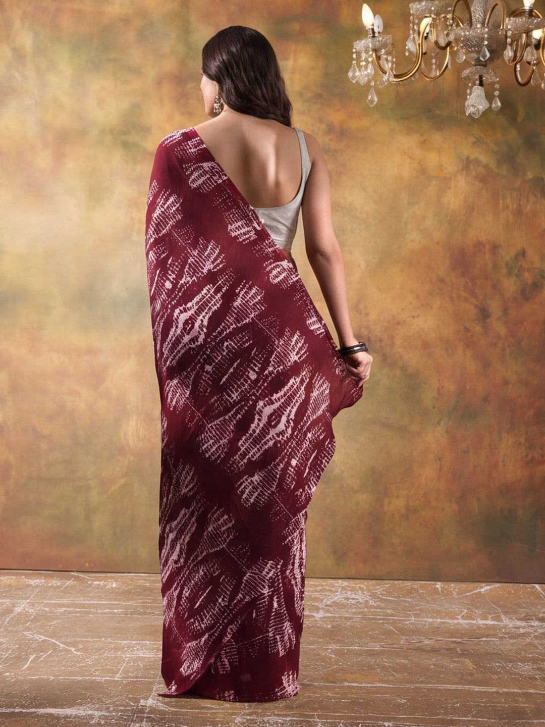 Tie & Die Printed Georgette Ready To Wear Saree With Unstitched Blouse