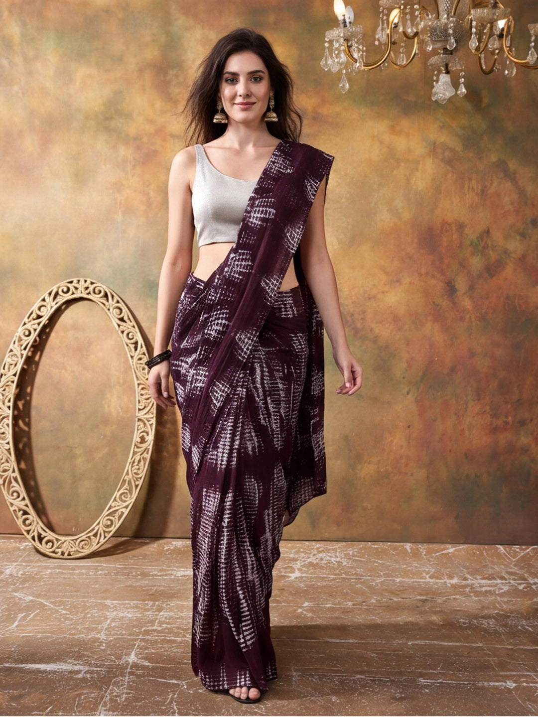 Tie & Die Printed Georgette Ready To Wear Saree With Unstitched Blouse