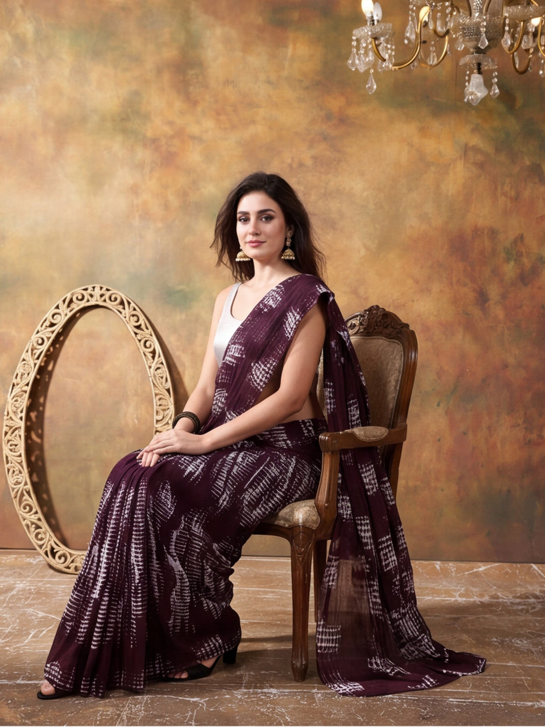 Tie & Die Printed Georgette Ready To Wear Saree With Unstitched Blouse