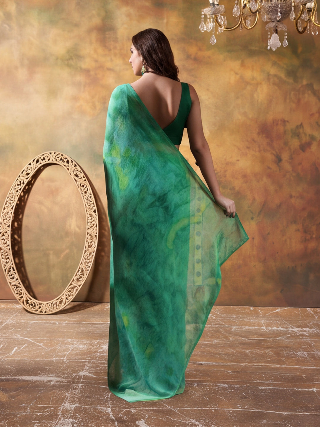 Tie & Die Printed Georgette Ready To Wear Saree With Unstitched Blouse