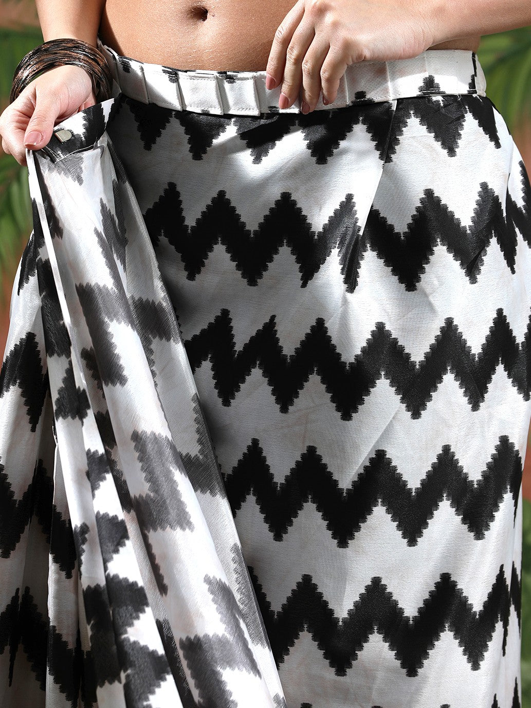 Beautiful Printed Chinon Ready To Wear Saree With Unstitched Blouse
