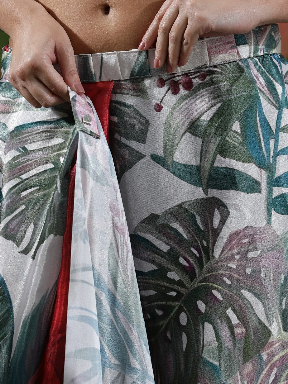 Beautiful Printed Chinon Ready To Wear Saree With Unstitched Blouse