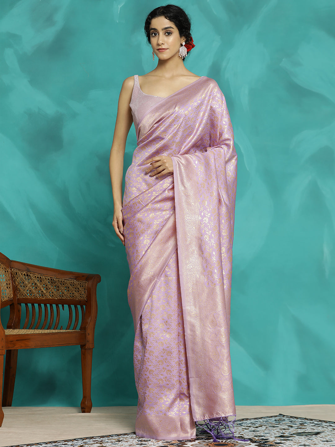 Lavender Zari Woven Design Heavy Banarasi Saree