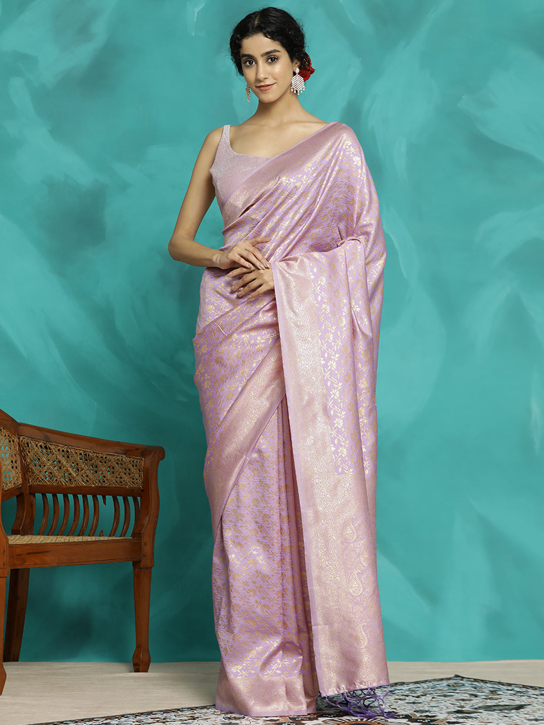 Lavender Zari Woven Design Heavy Banarasi Saree